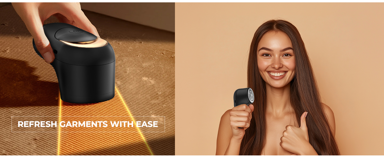 Електричний видалення ворсу з одягу - портативний бездротовий прилад з LED-дисплеєм (чорний)