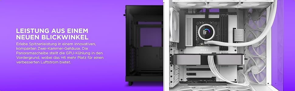 NZXT H6 Flow: Корпус ПК Mid-Tower з двома камерами, чорний, з 3 вентиляторами 120 мм