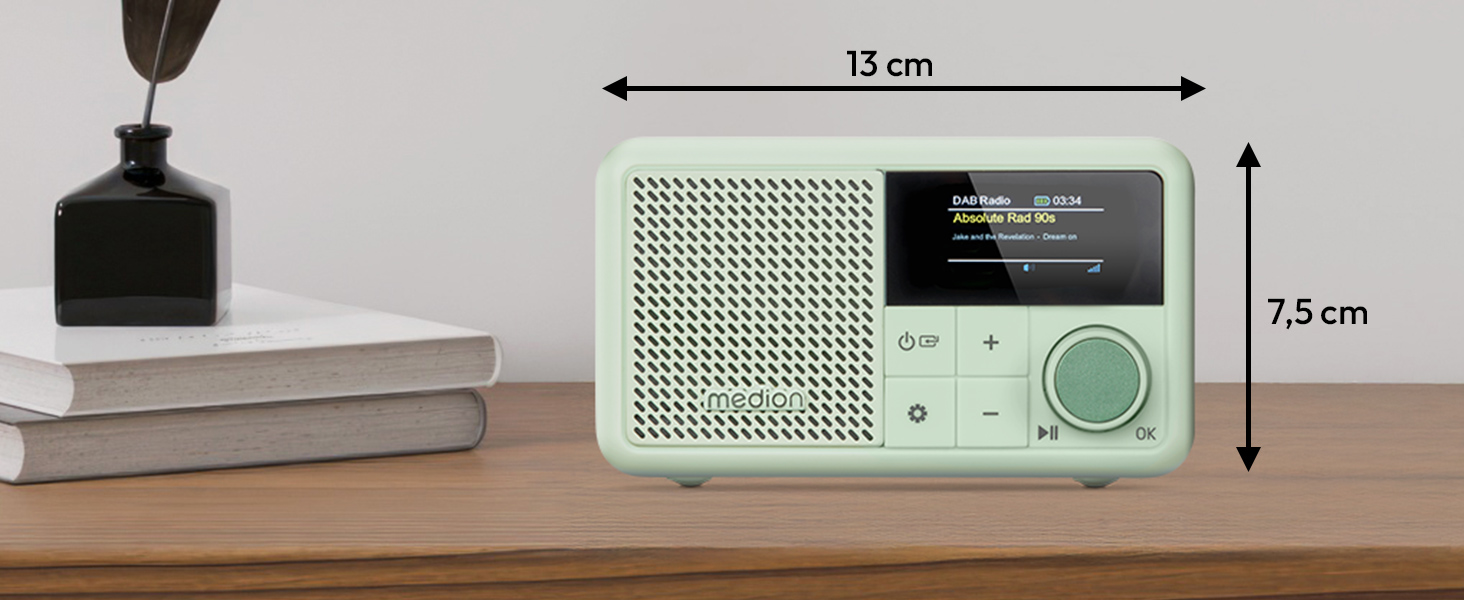 MEDION S66822 Портативне міні радіо DAB+ з Bluetooth, акумулятор до 6,5 годин, зелений колір