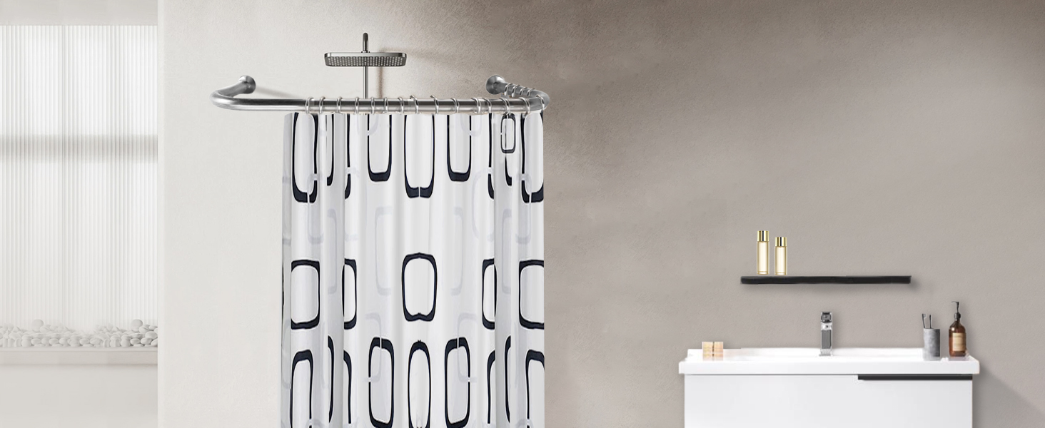 Штанга для душу U-подібна, 85-120 см, не потребує свердління, з нержавіючої сталі 304, для ванної/душу