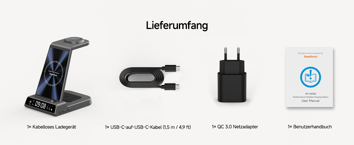 Бездротова зарядка 3-в-1 для Samsung Galaxy S25 Ultra, Watch 8/Ultra/7/6, Buds 3/3 Pro (Tech Grey)