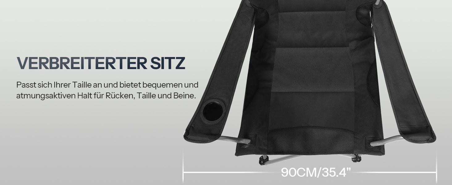 Складний кемпінговий стілець для пікніка, саду, балкону та пляжу, чорний - EBK01LC02