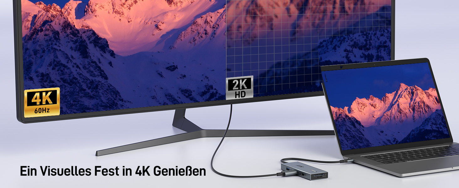 Док-станція Acer USB-C 9-в-1: Dual HDMI 4K@60Hz, 3xUSB-A, USB-C 5Gbps, 100W PD, SD/TF, для Dell, Chromebook, MacBook, Surface