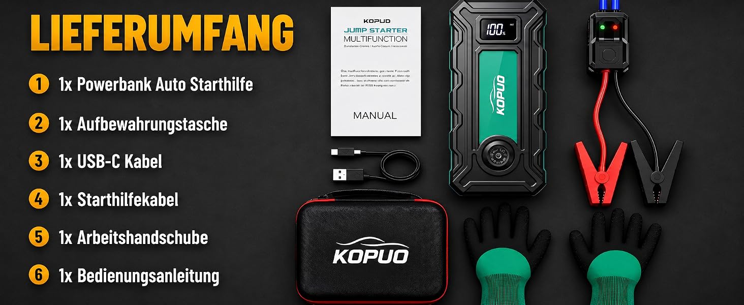 Бустер для автомобіля 7000A Jump Starter Powerbank 12V для бензинових (до 8л) та дизельних (до 6.5л) двигунів з LED-ліхтарем та набором аксесуарів (Блакитно-зелений)