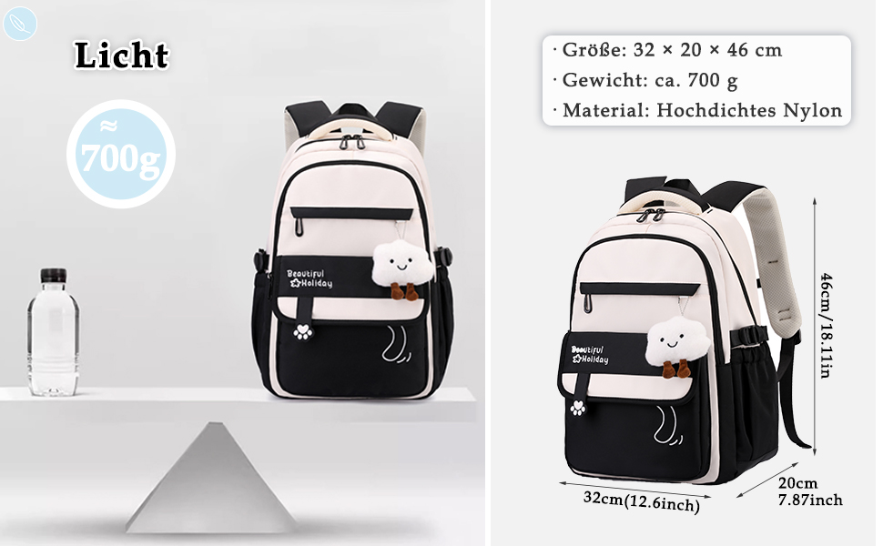 Шкільний рюкзак для дівчаток та хлопчиків-підлітків, рюкзак для жінок, великий шкільний ранець на 15.6 дюймів, рюкзак для ноутбука, шкільна сумка водонепроникна, рюкзак для школи, шкільні сумки для хлопчиків та дівчаток, бежевий колір