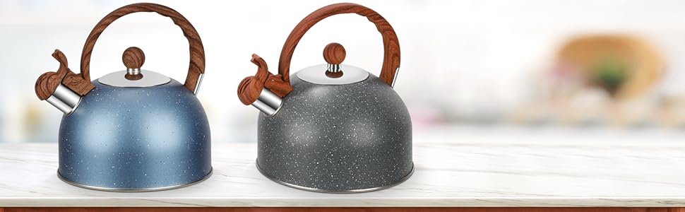 Чайник заварний 2.5L з нержавіючої сталі для всіх плит (індукція), сучасний з дерев'яною ручкою сірого кольору