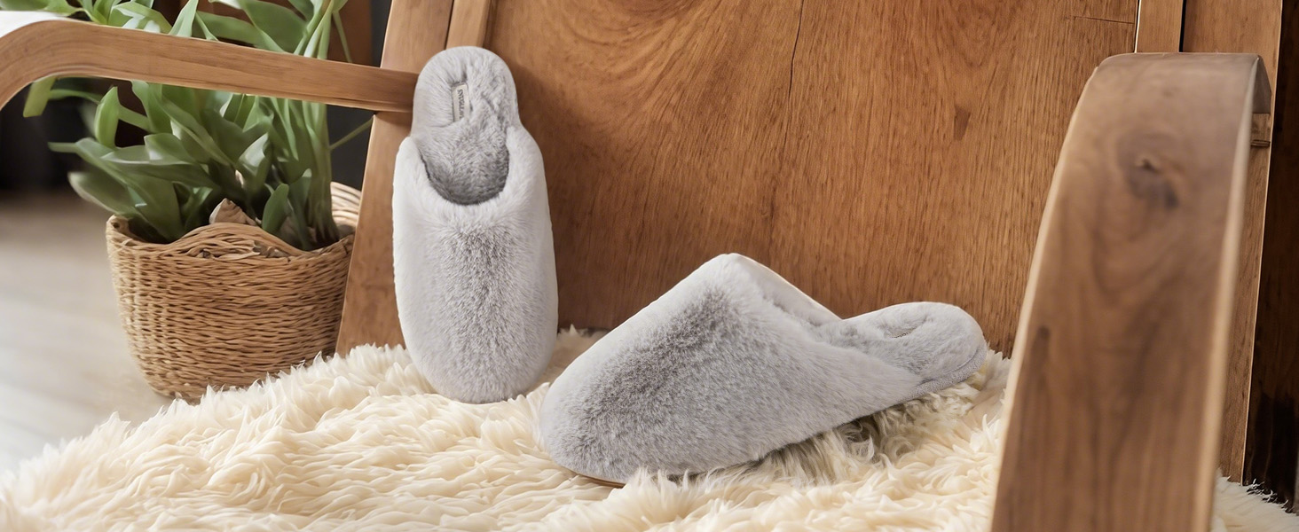 Жіночі плюшеві халапи від Snug Leaves з штучним хутром та Memory Foam, 38/39 EU, сірі