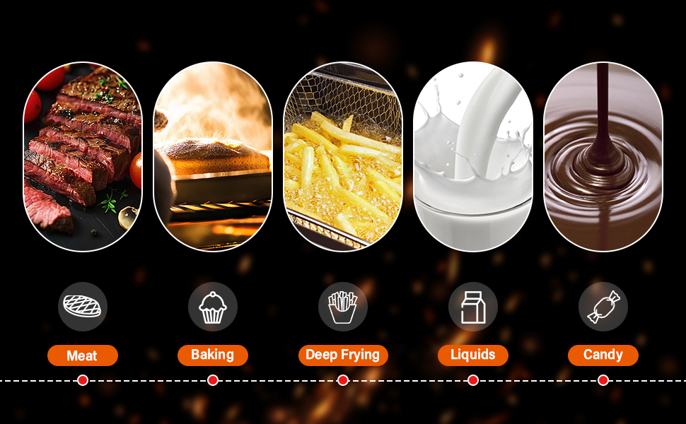 Бездротовий термометр для м'яса з миттєвим зчитуванням, ±0.3°C, IP67, для приготування на грилі, барбекю, кухні. Термометр для м'яса з LCD екраном