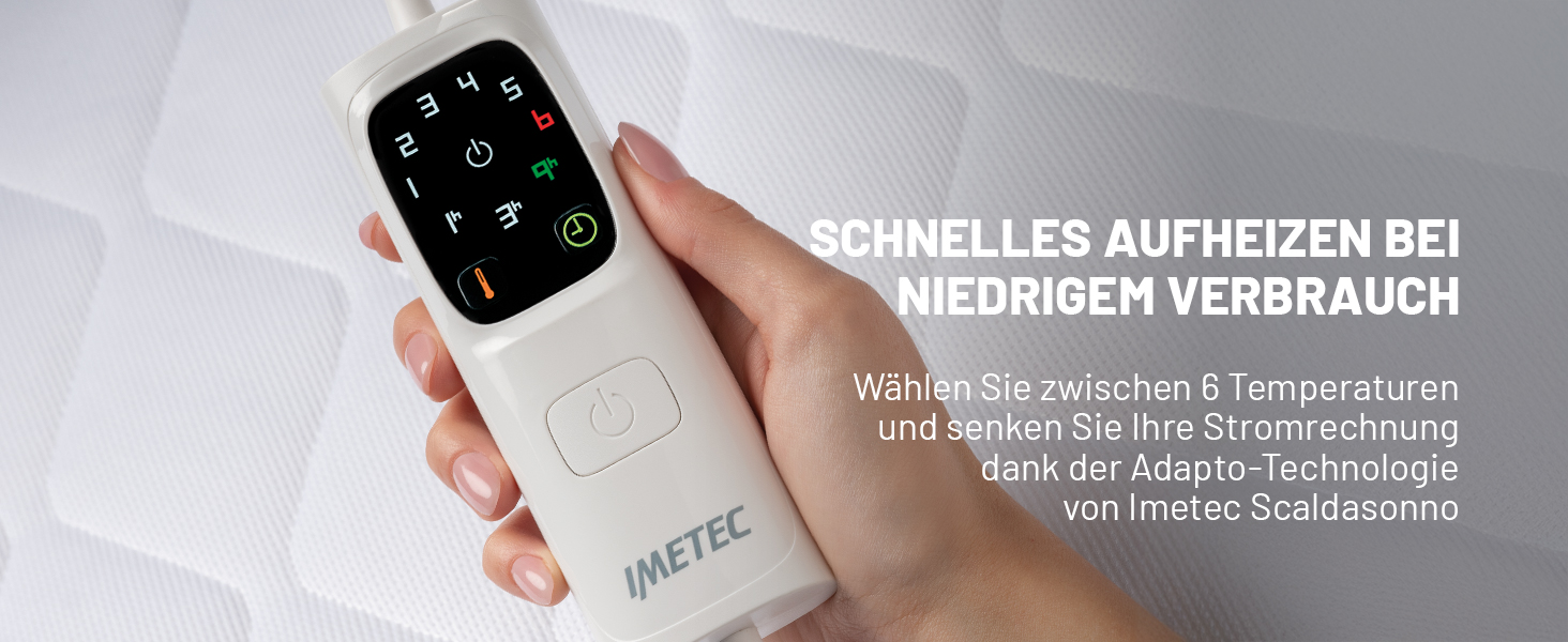 Електрична ковдра Imetec Scaldasonno Adapto для односпального ліжка 195x90 см, з регулюванням температури та гіпоалергенним покриттям