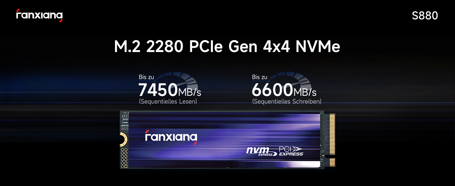 SSD Fanxiang M.2 NVMe PCIe 4.0 1TB: Швидкий накопичувач для ігор, відеомонтажу та програм. Сумісний з ноутбуками, ПК та ігровими консолями (S880)
