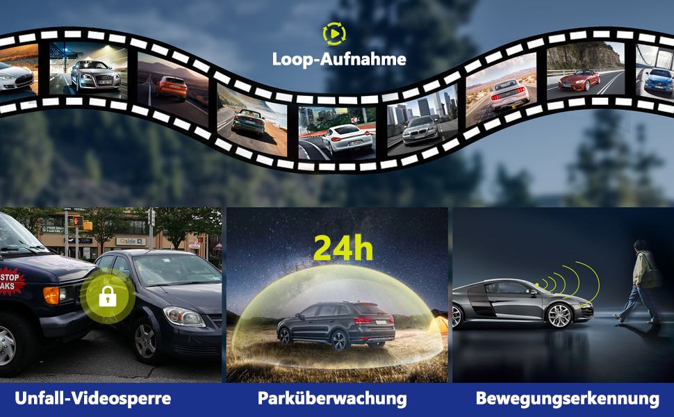 Відеореєстратор Volam 3-камерний з записом спереду, ззаду та в салоні. IR нічне бачення, WDR, G-сенсор, SD-карта 64GB, USB-C