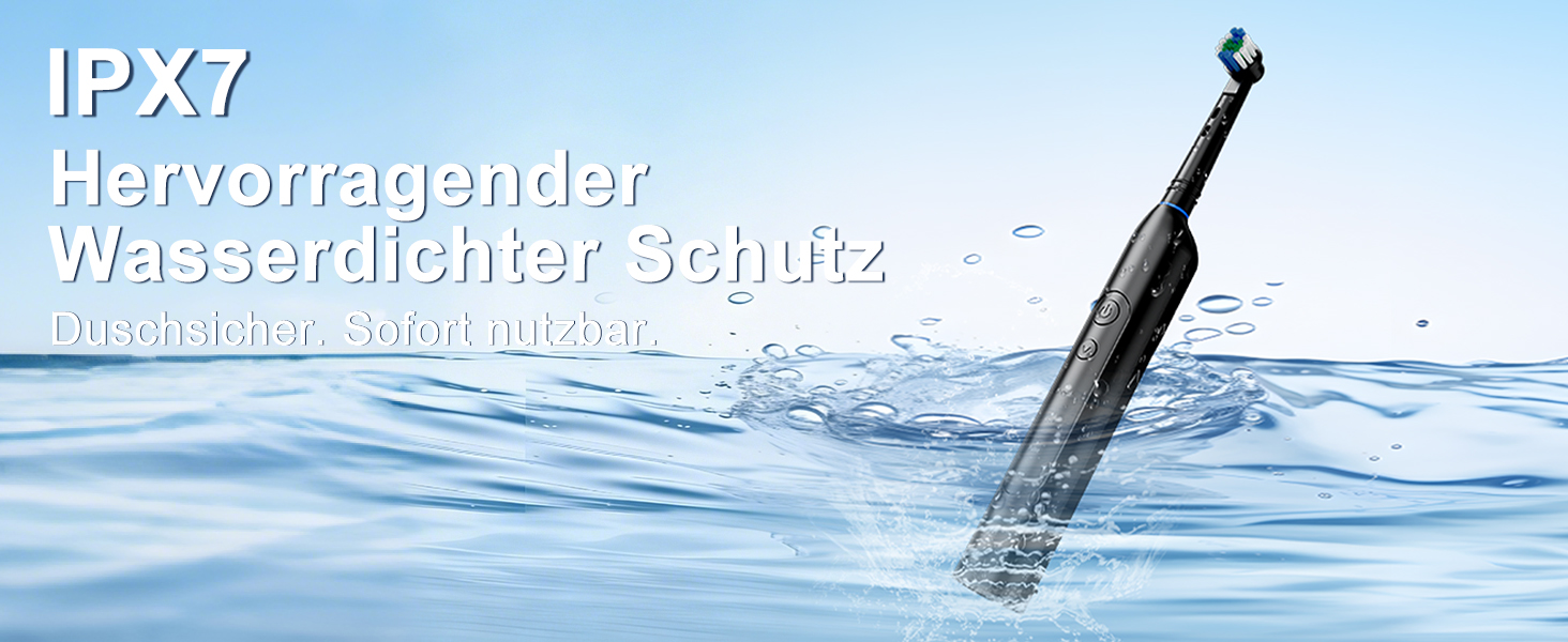 Електрична зубна щітка Rotierende для дорослих з 8 насадками, 3 режимами чищення, акумулятором до 50 днів та Smart-таймером 2 хв - Чорна