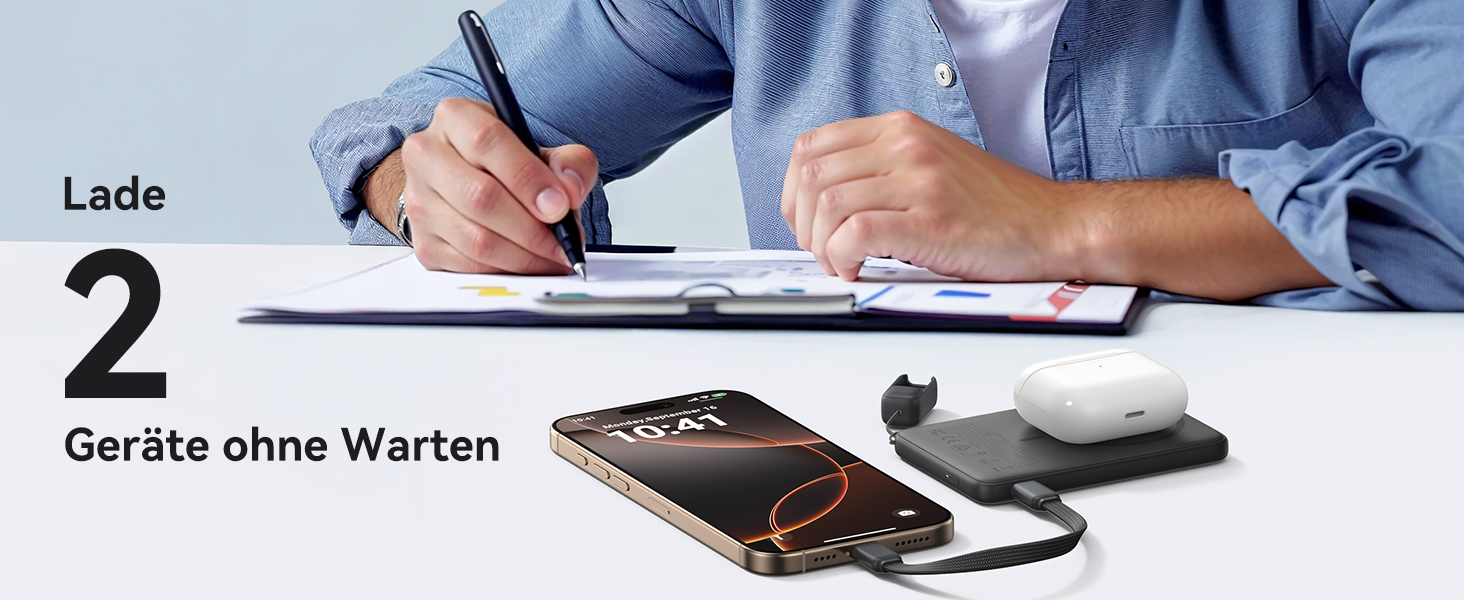 Power Bank INIU Magsafe 20W 5000mAh з магнітним кріпленням, Qi2, USB-C, з кабелем та підставкою, чорний