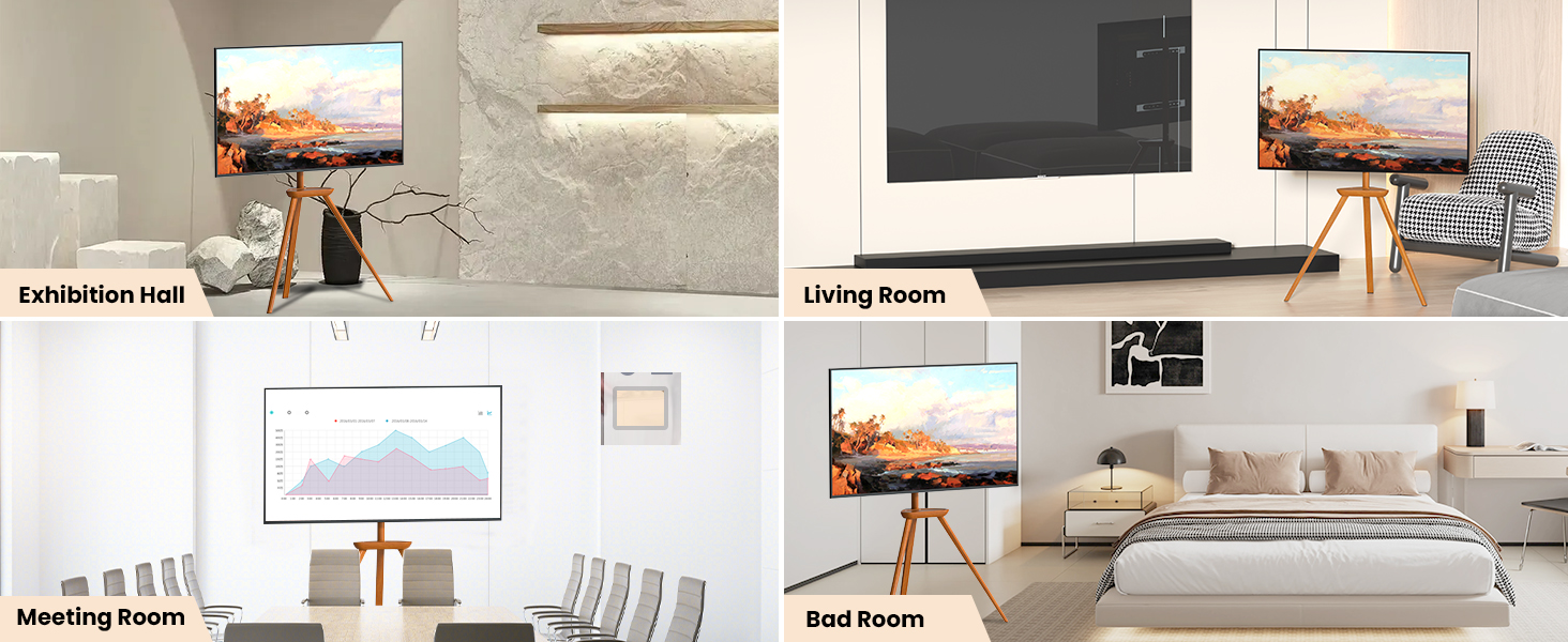 Підставка для телевізора PUTORSEN з дерева, регульована по висоті, для TV 45-65 дюймів, до 40 кг, поворотна на 45 градусів, VESA до 400x400 мм