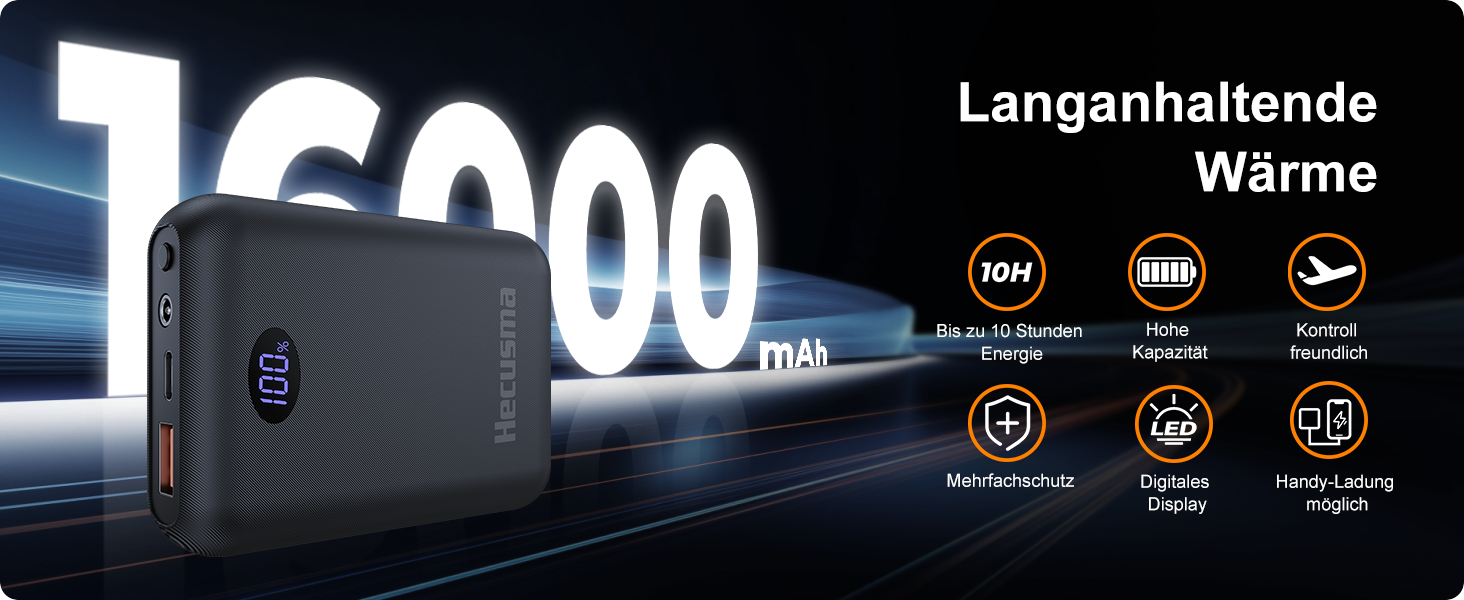 Електрична грійна жилетка для чоловіків з Powerbank 16000mAh 7.4V, 9 зон нагріву, для катання на лижах, активного відпочинку, велосипедної їзди, XXL, чорний