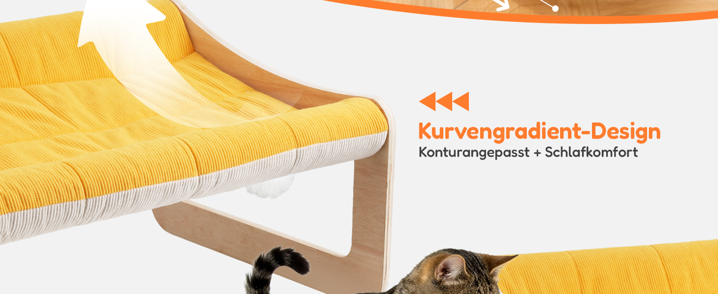 Крак-стійка для котів з великим ліжком Luxus, жовта | З міцного березового дерева, сизаль, 25 кг, біо-льон