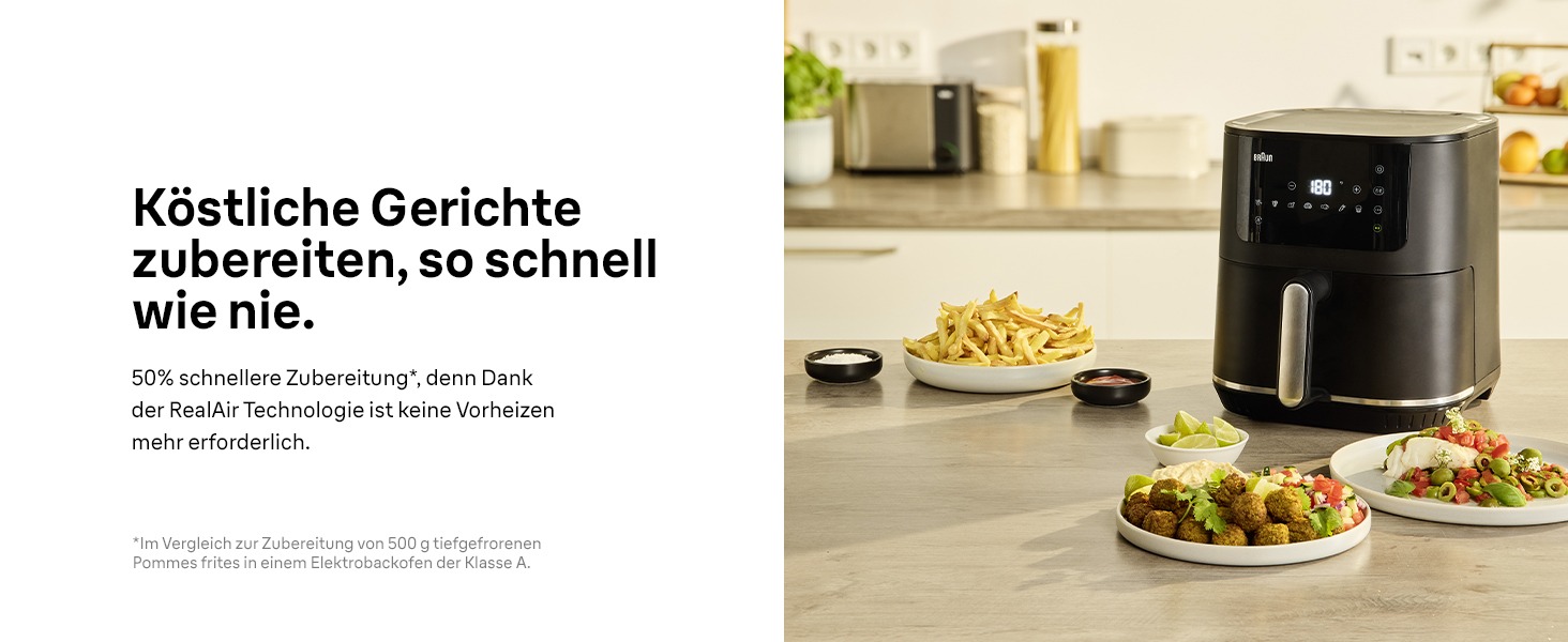 Фритюрниця електрична Braun MultiFry 5 HF5030 6л з технологією RealAir, сенсорне управління, 8 програм, чорна
