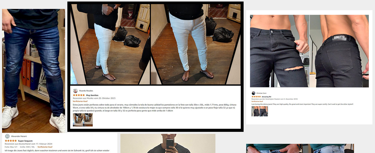 Чоловічі джинси GINGTTO Slim Stretch Skinny світло-блакитні 32W/30L