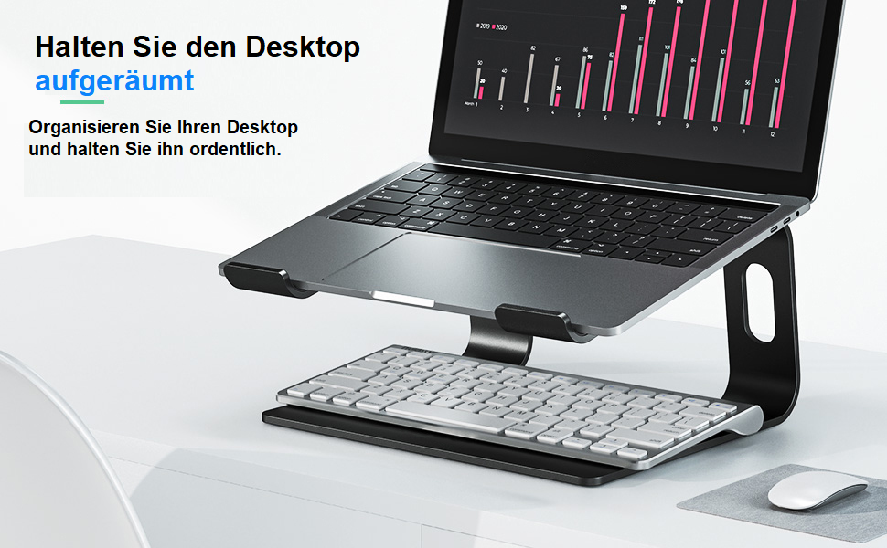 Підставка для ноутбука Nulaxy з алюмінію, ергономічна, з вентиляцією, сумісна з MacBook, Dell, HP, Samsung, Lenovo, 10-16 дюймів, сіра (C-Schwarz)