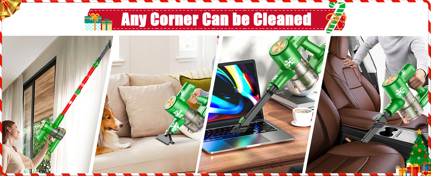 Бездротовий акумуляторний пилосос 48KPa/500W/55хв з LED-дисплеєм та зарядною станцією, для прибирання шерсті тварин, килимів, твердих поверхонь та авто, колір: зелений