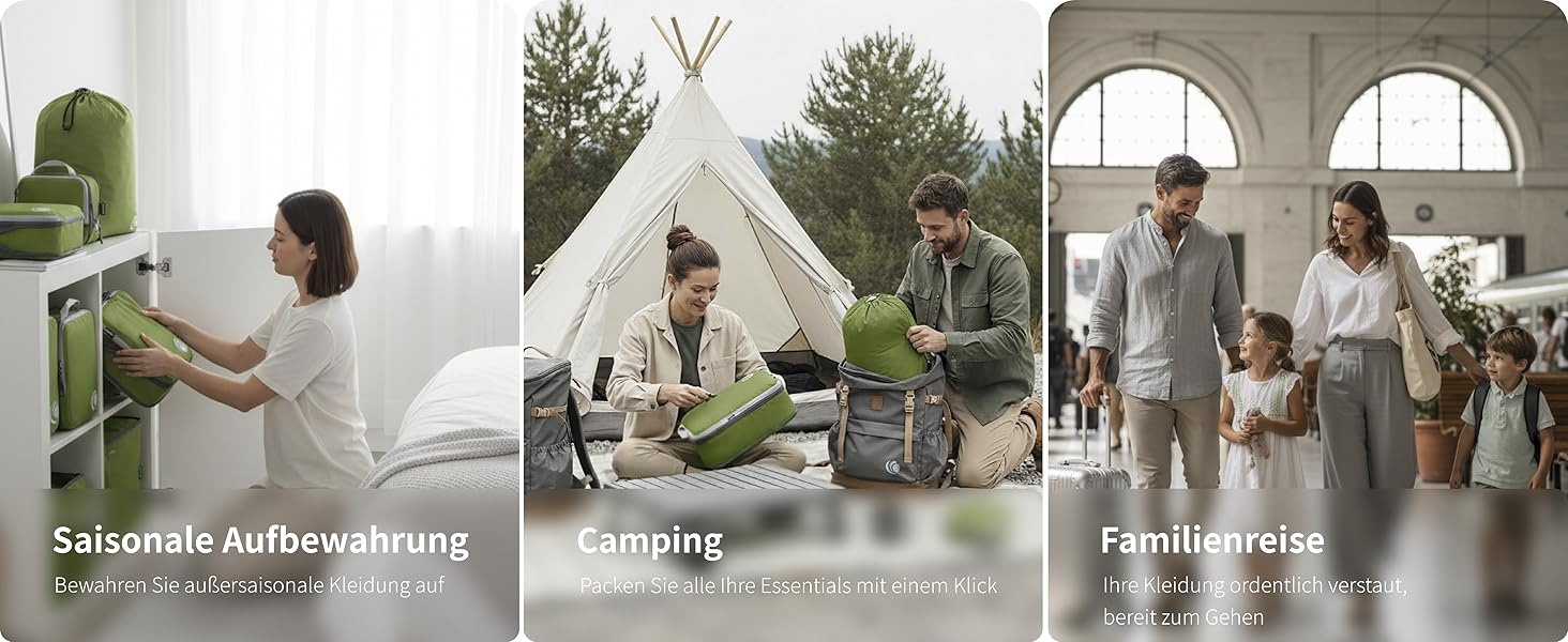 Набір кубиків-органайзерів для подорожей Cipway, 6 шт., зелений, ультралегкі, розширювані