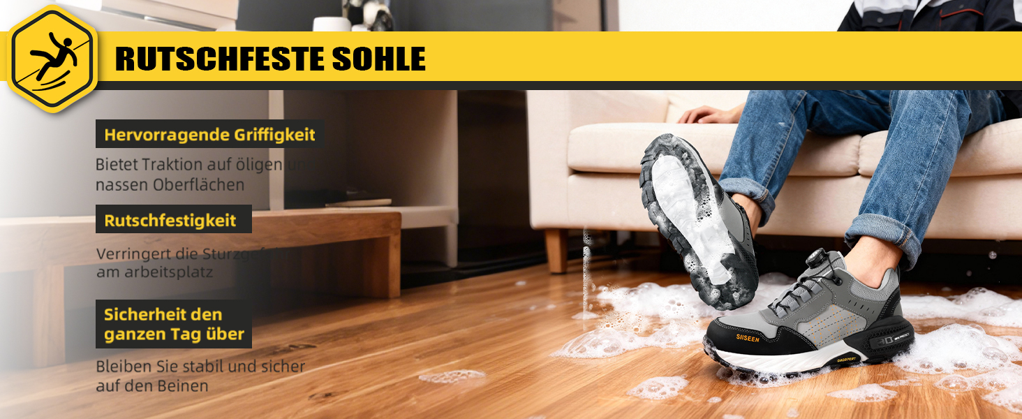 Чоловічі робочі черевики з металевим носком, легкі, дихаючі та міцні, з Clickers та захистом від проколів, неслизька підошва – робочі черевики для професій та будівництва (45 EU, Сірий)