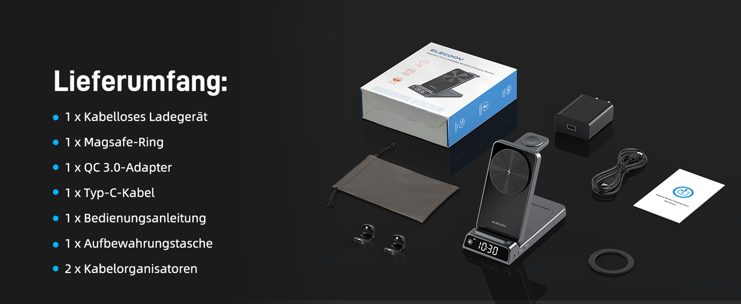 Бездротовий зарядний пристрій MagSafe 3-в-1 для Samsung Galaxy Fold/Flip, S24/S25 Ultra, Watch Ultra/8/7/6, Buds 3/3 Pro (Білий/Сірий)