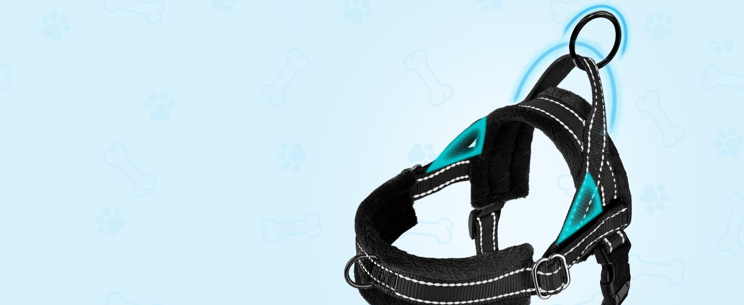 Шлейка для собак середнього та малого розміру з повідком, м'яка, не тягне, чорна, розмір S