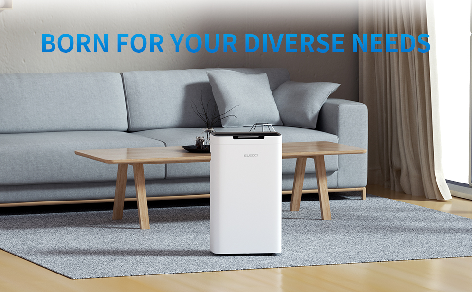 Зволожувач повітря 12 л/день з цифровим дисплеєм, нічний режим, резервуар 1.4 л, для дому, з колесами, безперервна подача