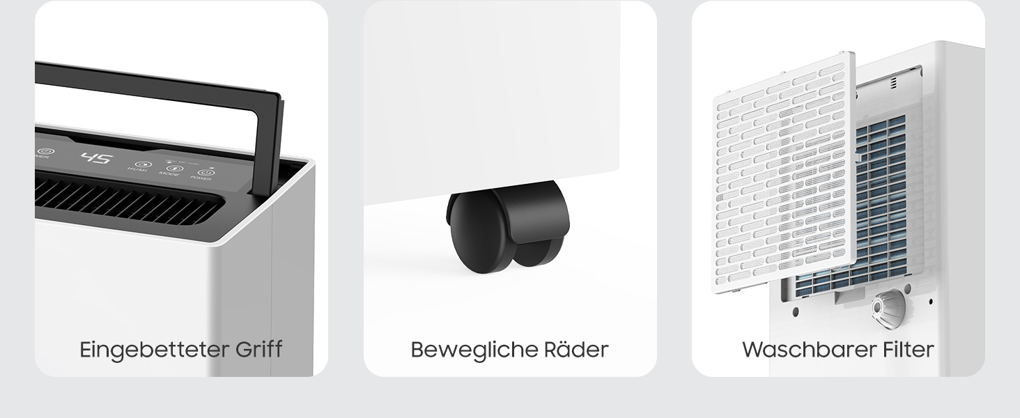 Електричний осушувач повітря 20 л/день – потужний, енергоефективний, портативний, з 3 режимами та регулюванням вологості, для дому