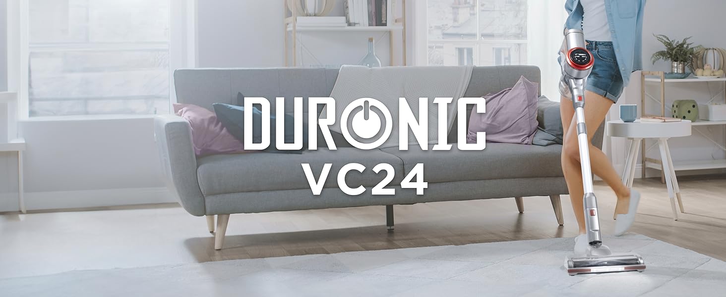 Duronic VC24: Бездротовий акумуляторний пилосос 220W з HEPA-фільтром, 3 швидкості, 50 хв роботи, без мішка