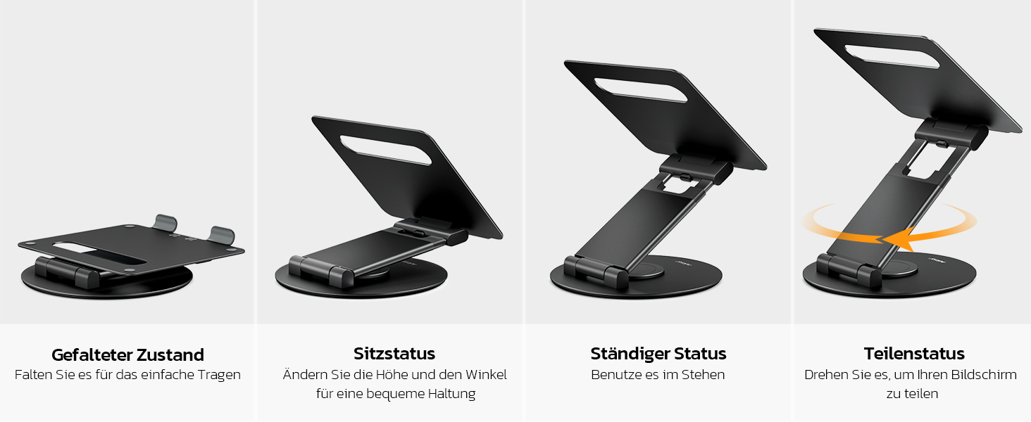 Adjustable Laptop Stand - 360° Swivel Base - Holds 10-17