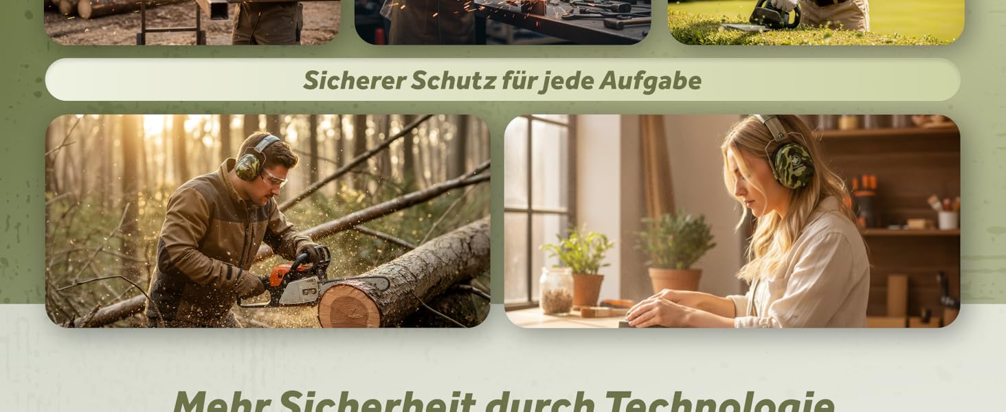 Schallwerk Work+ | Навушники шумозахисні для роботи та повсякденного використання (Камуфляжний зелений)