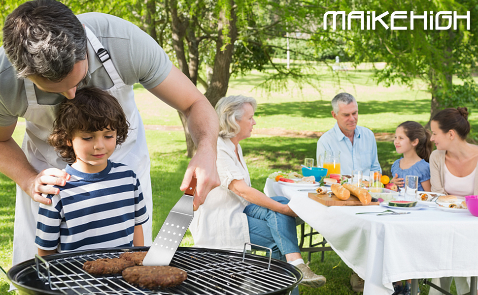 Набір лопаток для гриля MAIKEHIGH: професійний інструмент для BBQ, тепаньякі та кемпінгу (9 шт.)