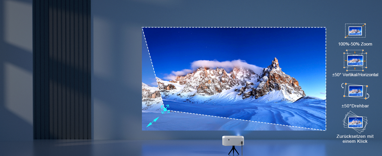 Проектор Smart Beamer 4K з автофокусом TOF 28000L, WiFi6, Bluetooth, обертання 210°, для дому та на вулицю, сумісний з Netflix, підключення до телефону/ПК