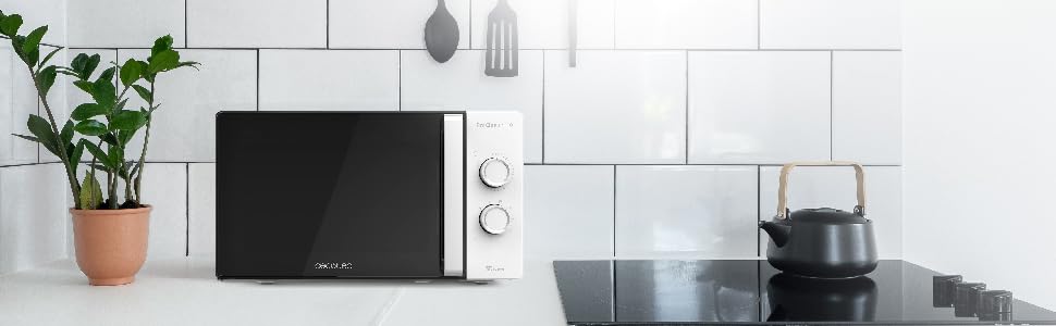 Мікрохвильова піч Cecotec ProClean 4110 з грилем, 23 л, 700W, ProClean, 3D Wave, білий кришталевий дисплей