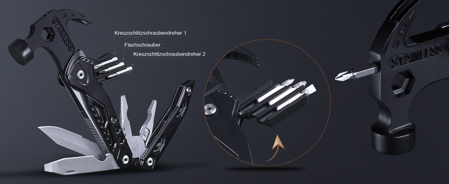 Багатофункціональний інструмент RAXCO 15-в-1: молоток, плоскогубці, мультитул для кемпінгу та подарунок для чоловіків, батька, друзів