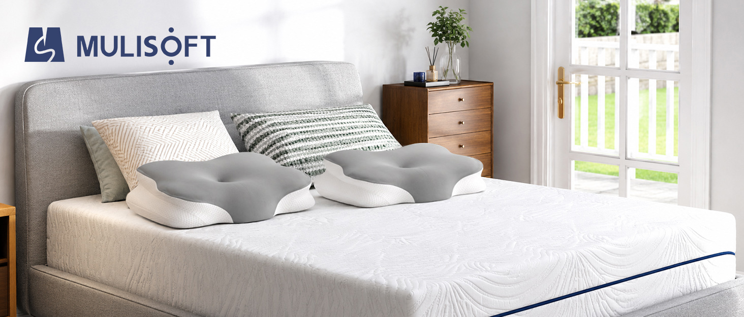 Подушка ортопедична Mulisoft Memory Foam для сну на боці, спині та животі, сіра, розмір М