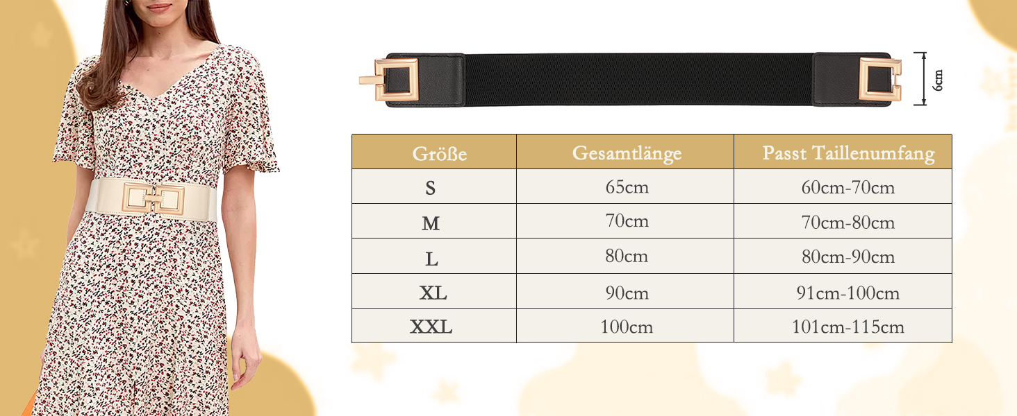 Жіночий широкий еластичний пояс JasGood з золотою пряжкою, чорний, XXL (101-115 см)