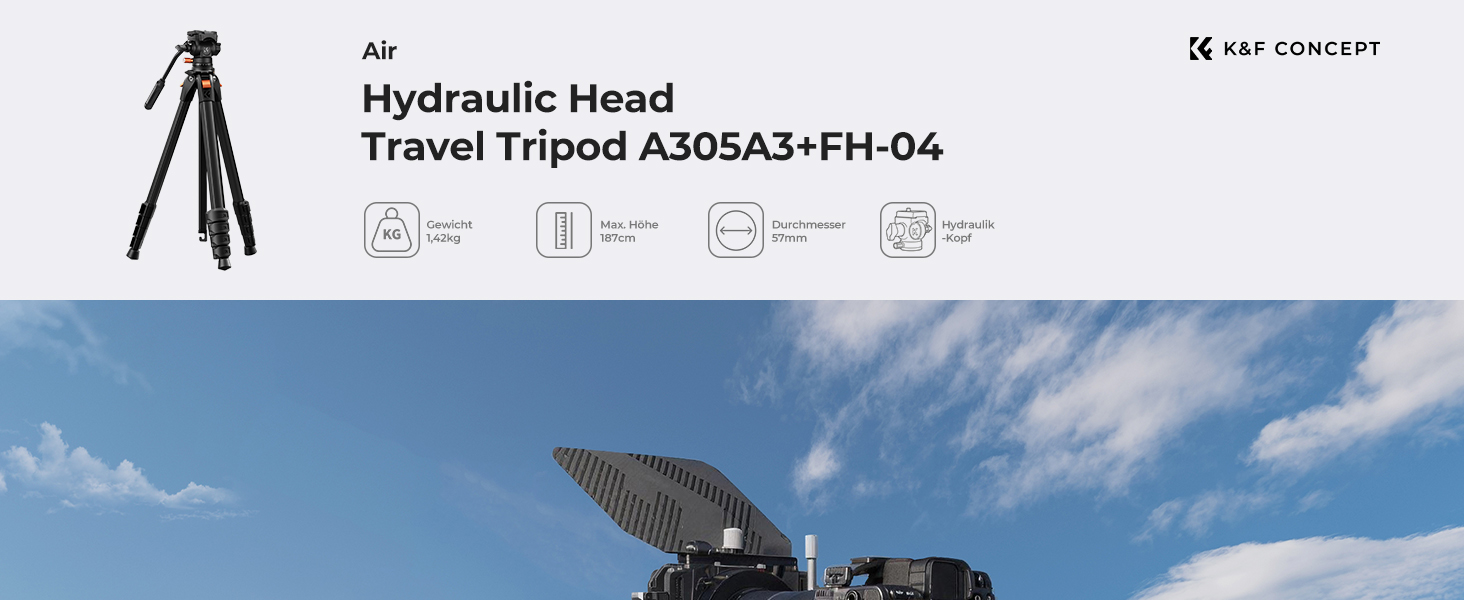 Штатив для камери K&F Concept з гідравлічною головою, алюмінієвий компактний штатив для DSLR, відеоштатив 187 см з тримачем для смартфона та планшета