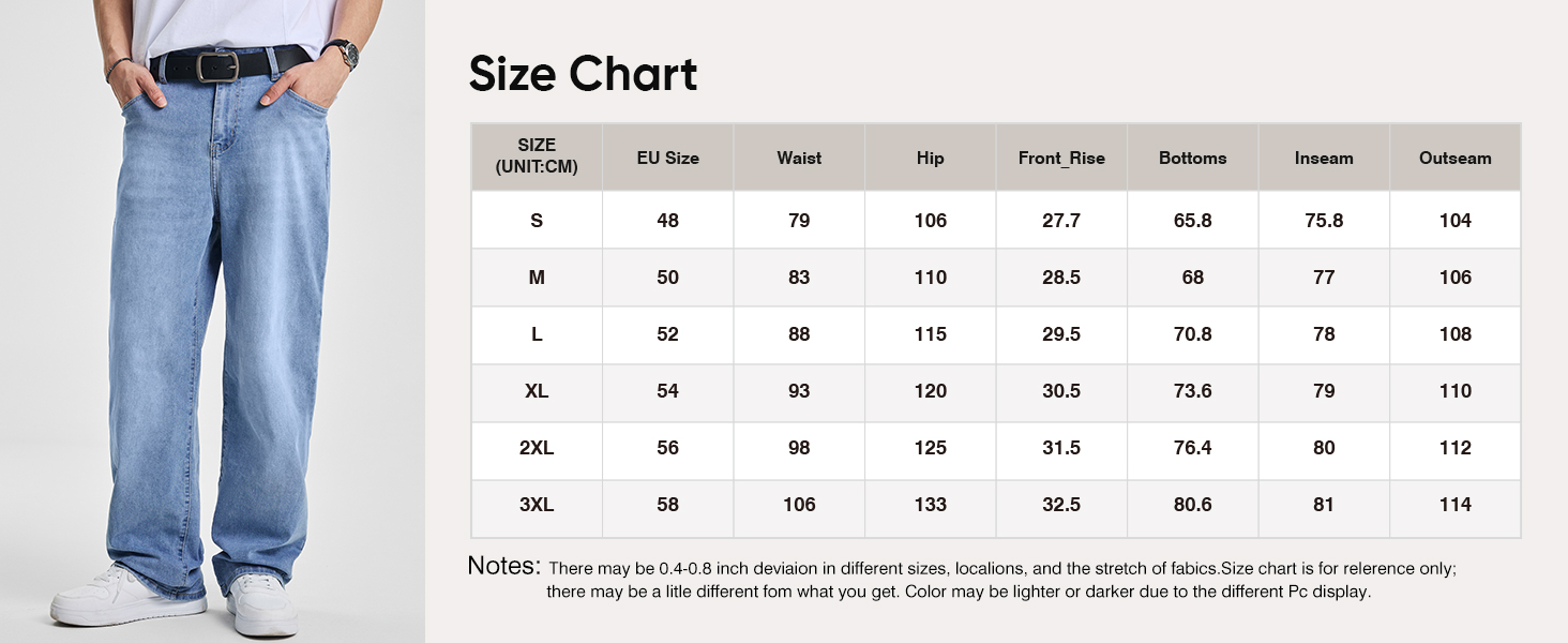 Джинси чоловічі JMIERR Baggy широкі, еластичні, вінтаж Y2K, блакитні XL