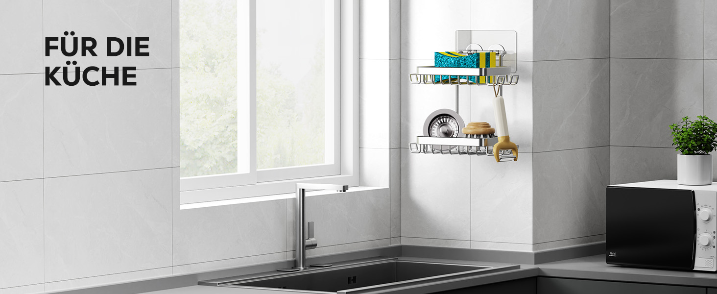 Підставка для мила Nieifi з двома ярусами та зливом, нержавіюча сталь, без свердління, для душової кабіни та ванної кімнати (срібляста)