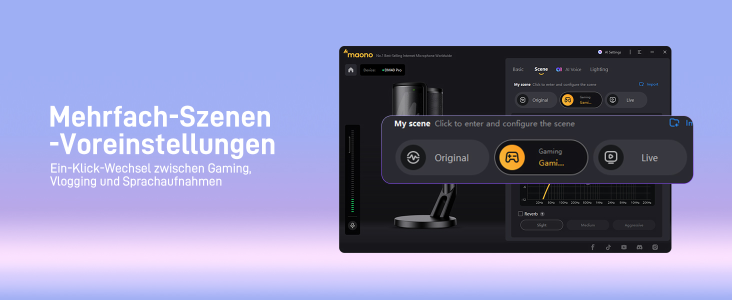 MAONO DM40 PRO Бездротовий мікрофон для ПК з RGB-підсвічуванням та ШІ-зміною голосу, 3-рівневим шумозаглушенням, для геймінгу, подкастингу та стрімінгу