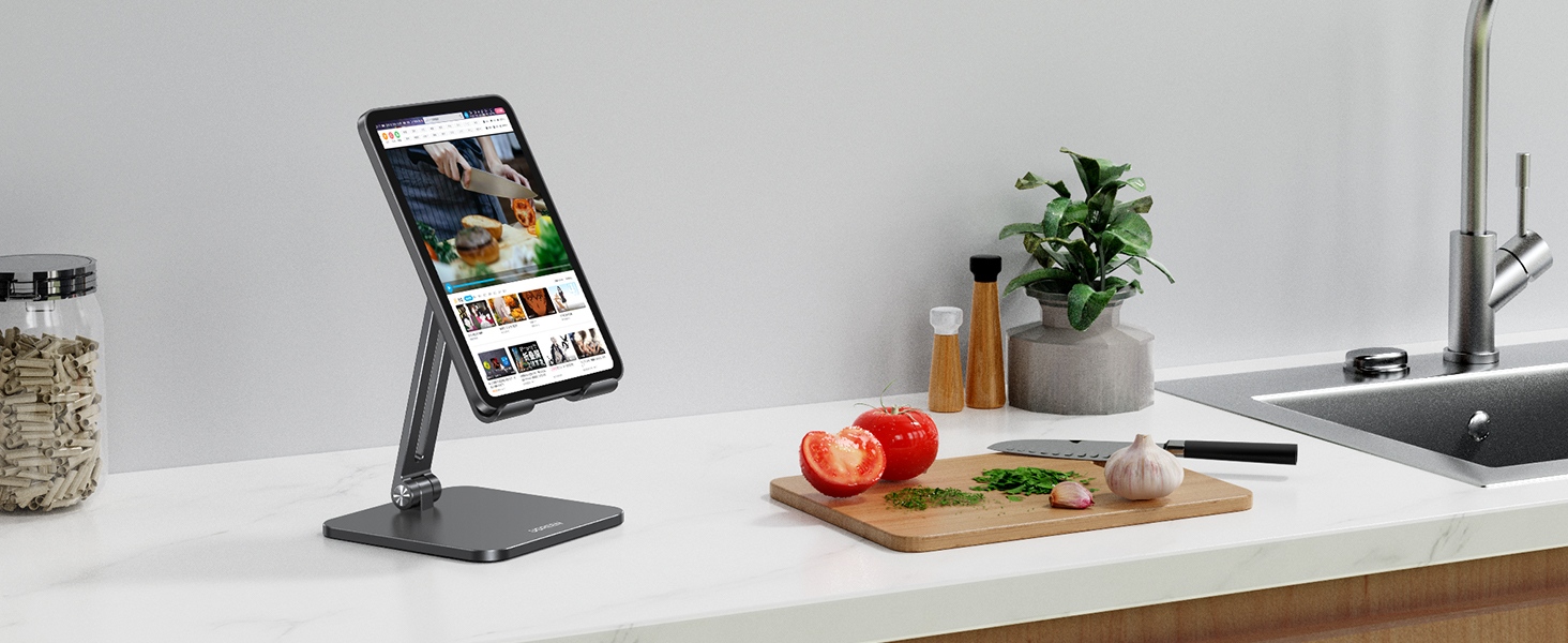 Алюмінієва підставка для планшета UGREEN, регульований тримач для iPad Pro Air Mini, Samsung Galaxy Tab, Redmi Pad, Huawei MatePad та iPhone, до 12.9 дюймів (Чорний)