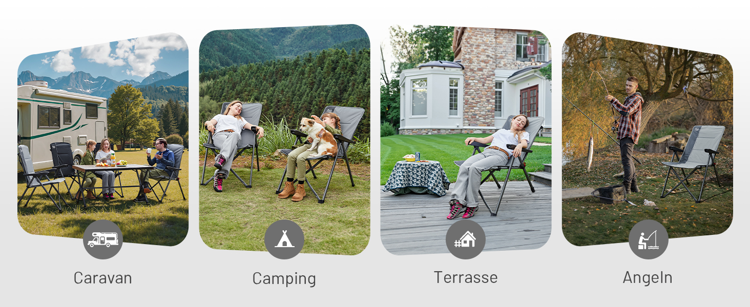 Набір кемпінгових стільців Timber Ridge (2 шт) складані, з високою спинкою, регульовані (3 положення), вантажність 160 кг, сірі