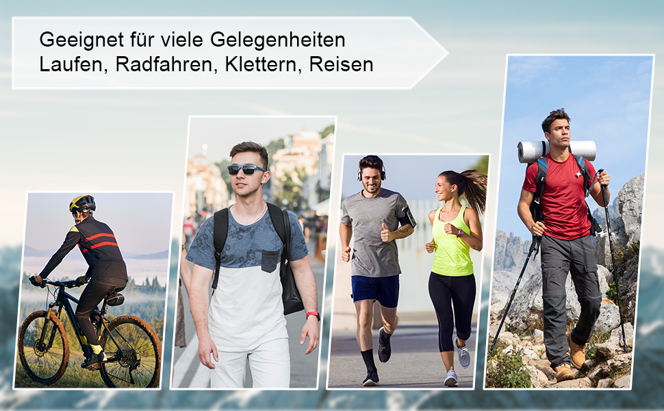 Чоловіча/жіноча поясна сумка на пояс з 7 кишенями на блискавці для спорту, фітнесу, бігу, велоспорту, подорожей та кемпінгу, блакитна