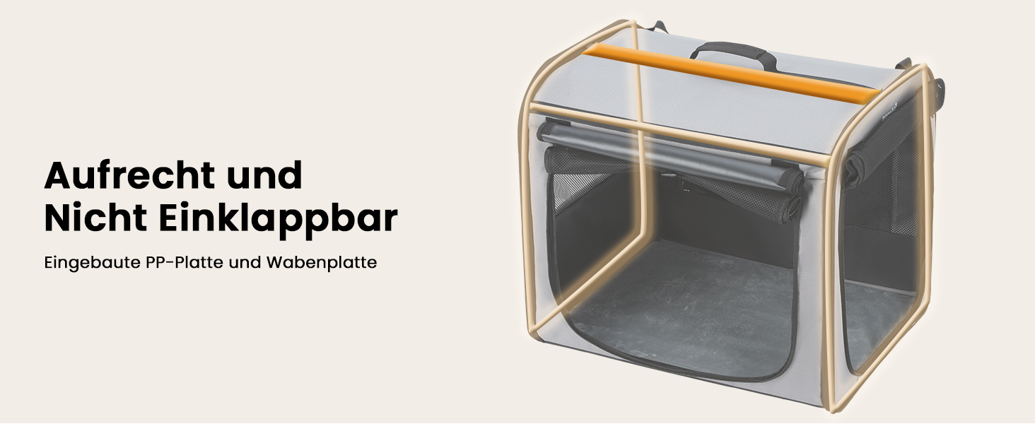 Транспортна переноска для собак Pecute, 61 x 52 x 45 см, сіра. Зручна, складана, з вентиляцією та ролетним віконцем. Ідеально для подорожей автомобілем.