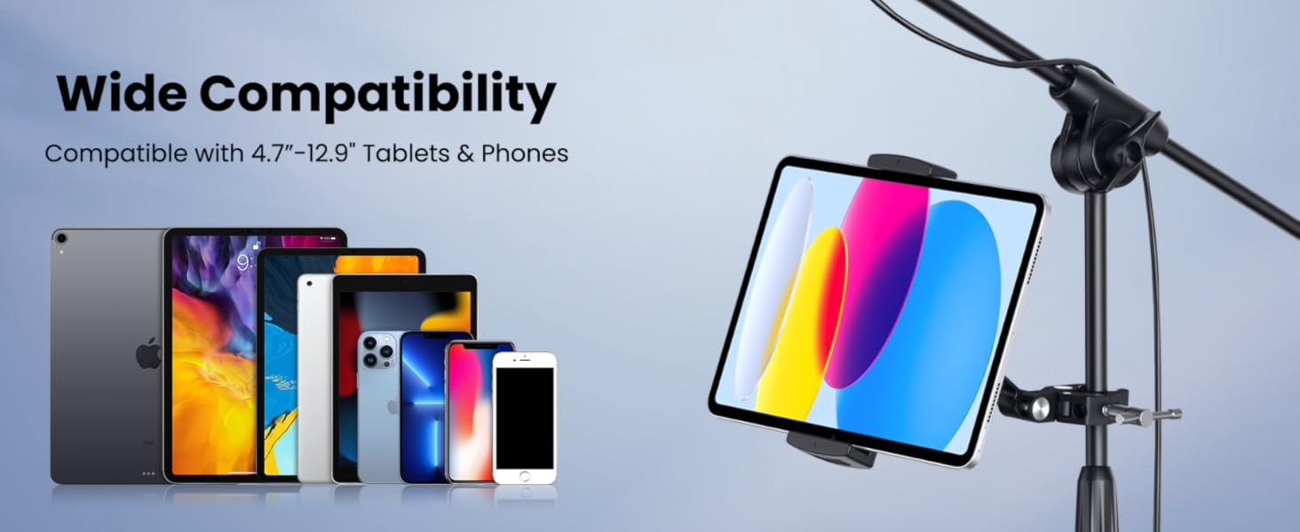 Підставка для планшета та мікрофона CreaDream, регульована, для телефонів та iPad (4.7-13 дюймів)