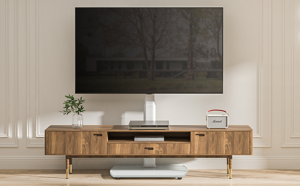 Adjustable TV Stand with Swivel Mount - Fits 32-65 Inch Flat & Curved TVs - Max VESA 400x400mm, 35kg