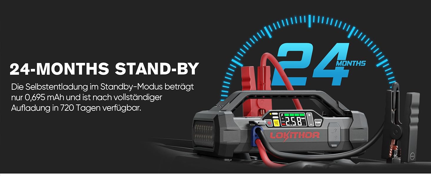 Бустер-стартер LOKITHOR JA300 з компресором 150 PSI та Powerbank 1500A для автомобіля